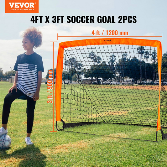 Portable Soccer Goal, 4x3 ft Kids Backyard Soccer Net, Foldable Pop Up Practice Soccer Net, Mini Youth Training Soccer Goal Set, All-Weather Indoor Outdoor Soccer Goals with Carry Bag, 2 Pack