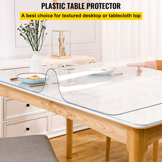 Plastic Table Cover 42 x 72 Inch, 1.5 mm Thick Clear Table Protector, Rectangle Clear Desk Mat, Waterproof & Easy Cleaning for Office Dresser Night Stand