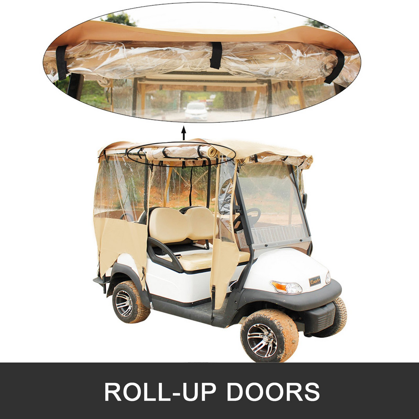 Golf Cart Enclosure, 4-Person Golf Cart Cover, 4-Sided Fairway Deluxe, 300D Waterproof Driving Enclosure with Transparent Windows, Fit for EZGO, Club Car, Yamaha Cart (Roof Up to 78.7''L)