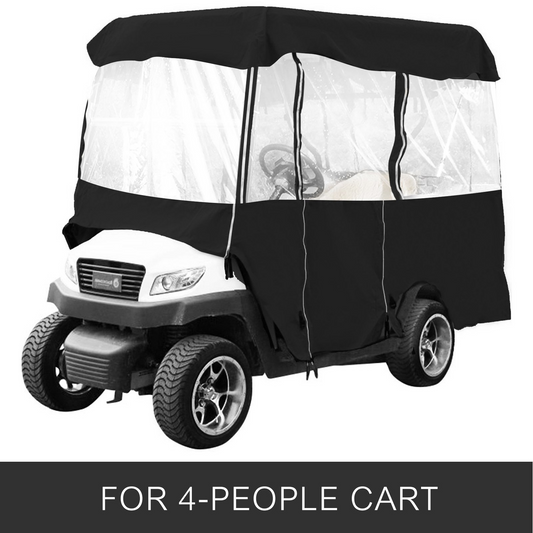 Golf Cart Enclosure 86'', 4-Person Golf Cart Cover, 4-Sided Fairway Deluxe, 300D Waterproof Driving Enclosure with Transparent Windows, Fit for EZGO, Club Car, Yamaha Cart