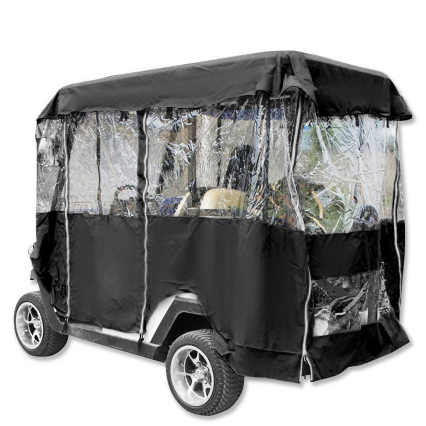 Golf Cart Enclosure 86'', 4-Person Golf Cart Cover, 4-Sided Fairway Deluxe, 300D Waterproof Driving Enclosure with Transparent Windows, Fit for EZGO, Club Car, Yamaha Cart