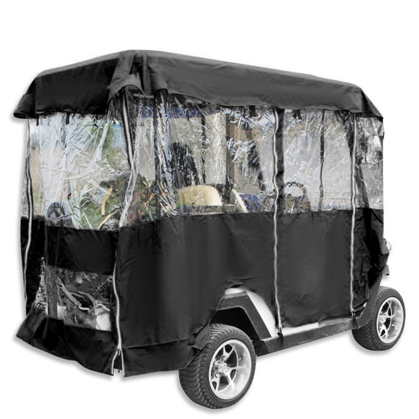 Golf Cart Enclosure 86'', 4-Person Golf Cart Cover, 4-Sided Fairway Deluxe, 300D Waterproof Driving Enclosure with Transparent Windows, Fit for EZGO, Club Car, Yamaha Cart