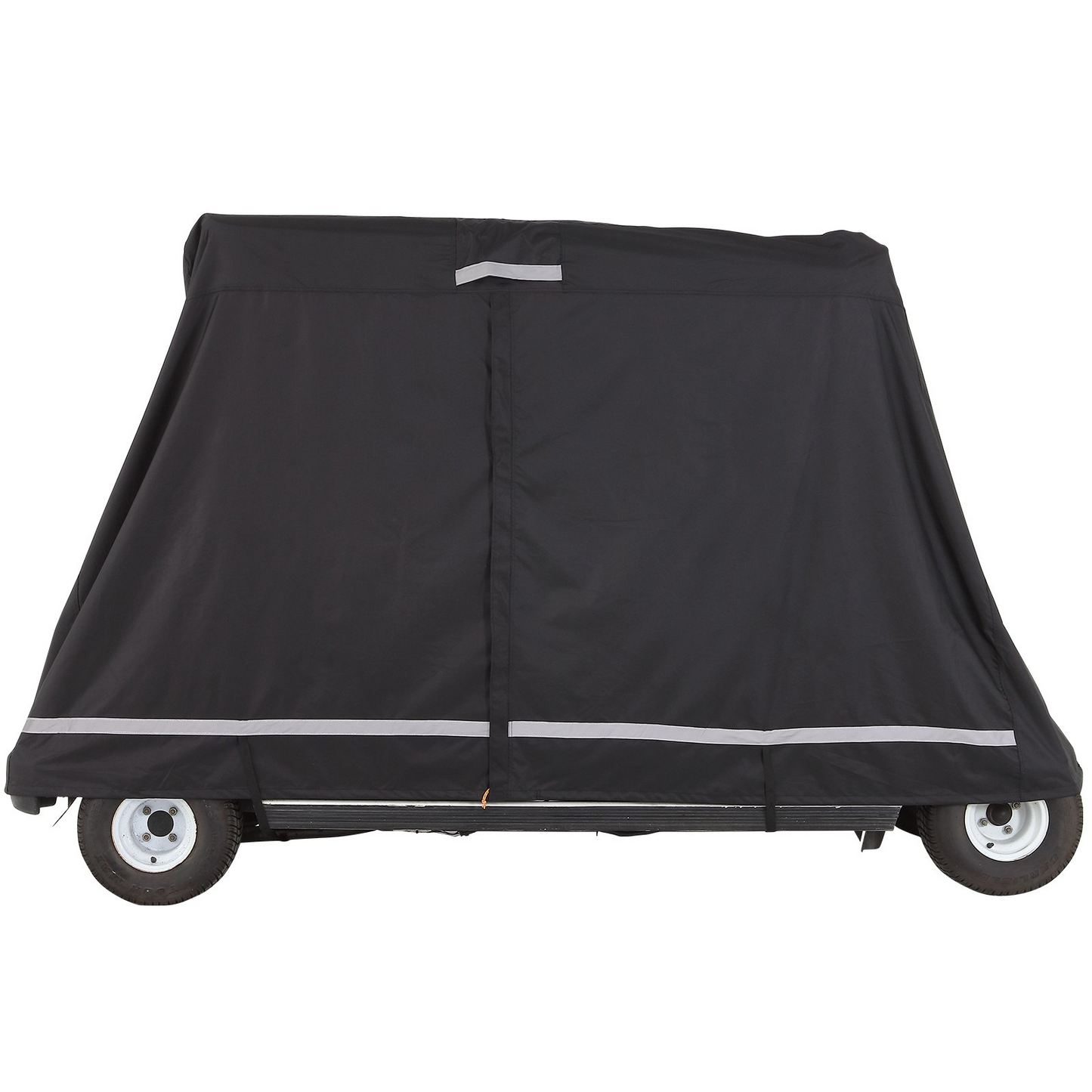 4 Passenger Golf Cart Cover, 600D Polyester Full Cover, Universal Fits for Most Brand Club Car Covers, Waterproof, Sunproof, and Dustproof Outdoor Golf Cart Cover with Three Zipper Doors, Black