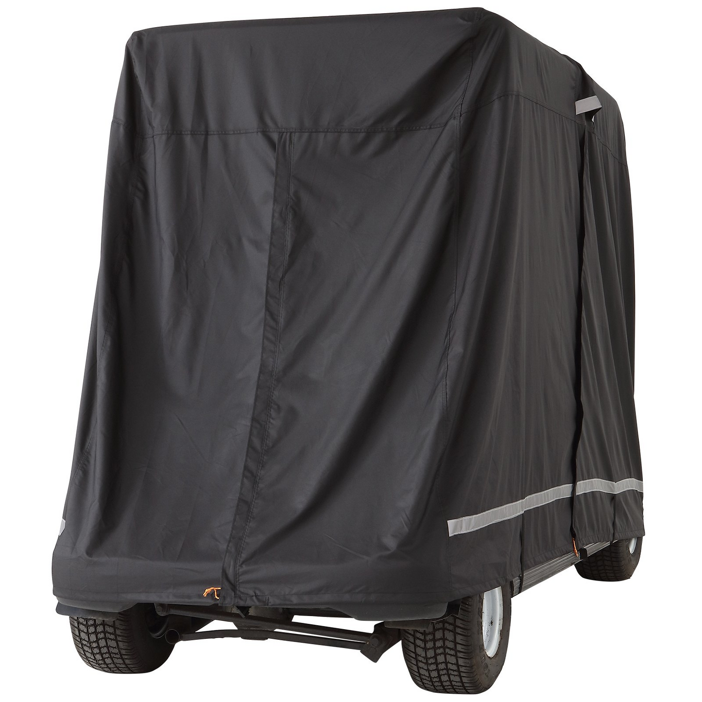 4 Passenger Golf Cart Cover, 600D Polyester Full Cover, Universal Fits for Most Brand Club Car Covers, Waterproof, Sunproof, and Dustproof Outdoor Golf Cart Cover with Three Zipper Doors, Black