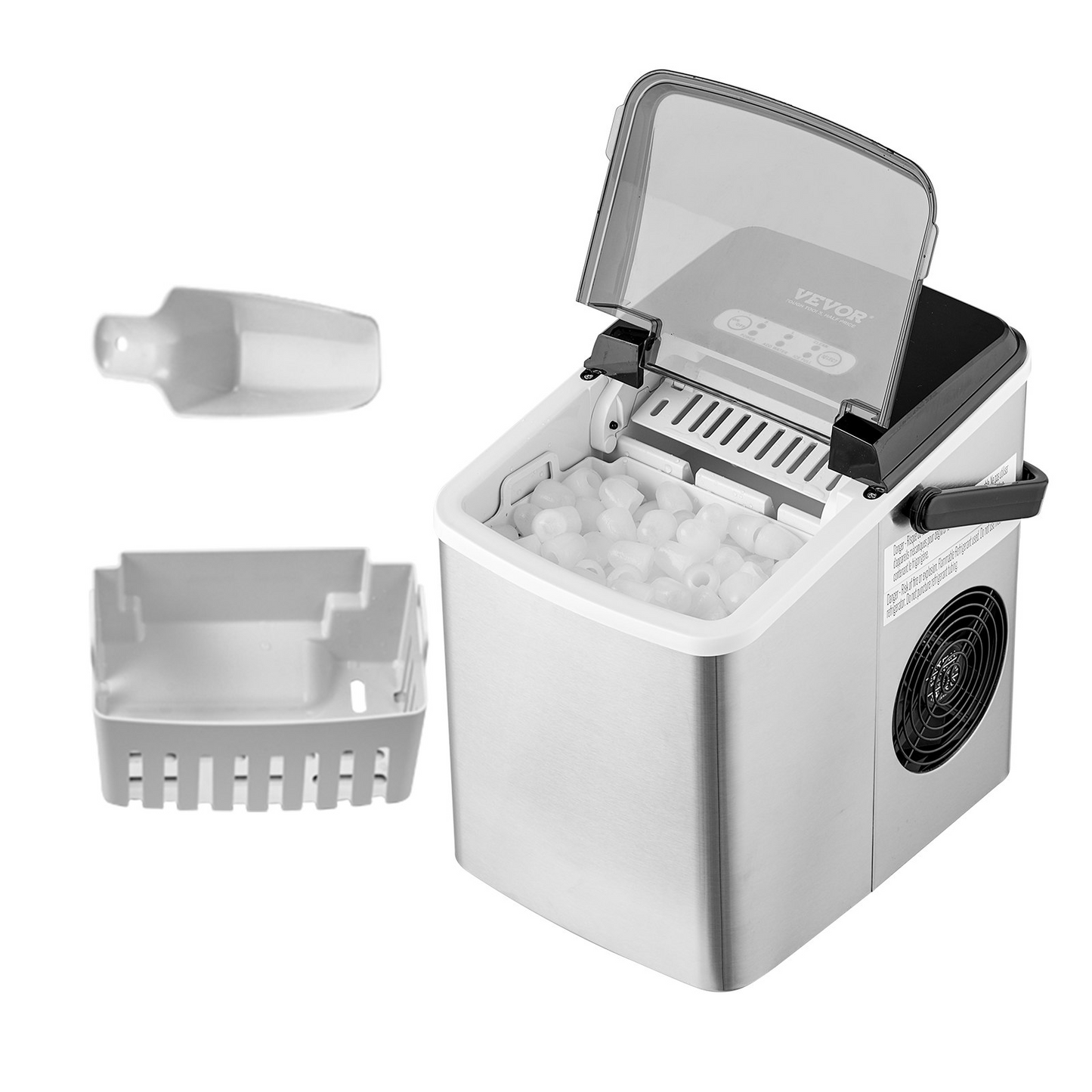 Countertop Ice Maker, 9 Cubes Ready in 7 Mins, 26lbs in 24Hrs, Self-Cleaning Portable Ice Maker with Ice Scoop and Basket, Stainless Steel Ice Machine with 2 Size Bullet Ice for Home Kitchen Bar