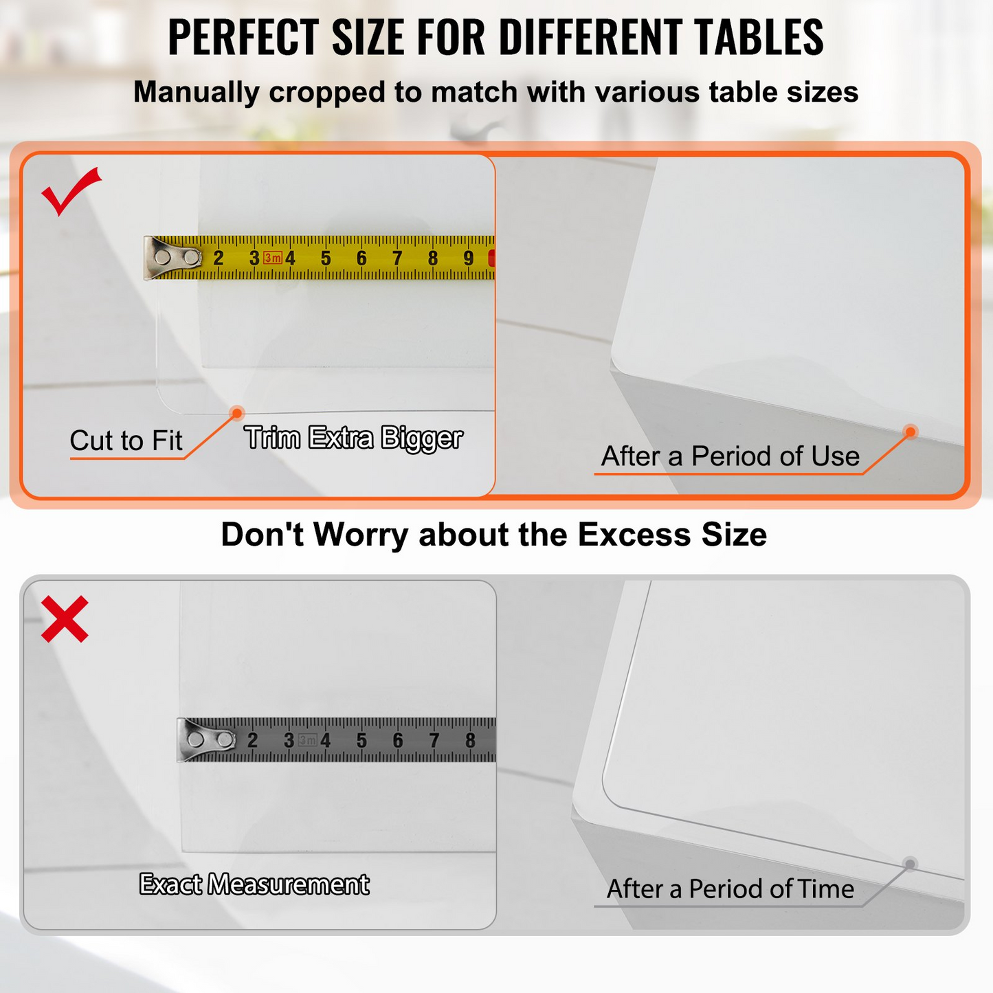 100 x 45 Inch Clear Table Cover Protector, 1.5mm Thick Clear Desk Protector Table Pads, Plastic Tablecloth Table Protector for Dining Room Table