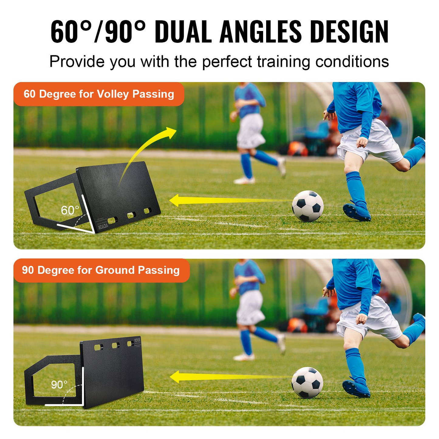 Soccer Rebounder Board, 40"X16" Portable Soccer Wall with 2 Angles Rebound, Foldable HDPE Kickback Rebound Board, Soccer Training Equipment for Kids and Adults, Passing & Shooting Practice