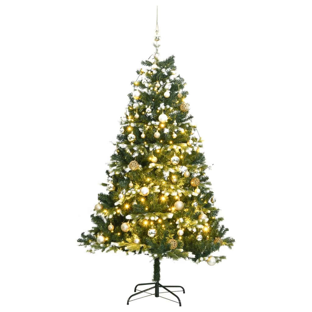 Artificial Hinged Christmas Tree 300 LEDs & Ball Set 70.9"