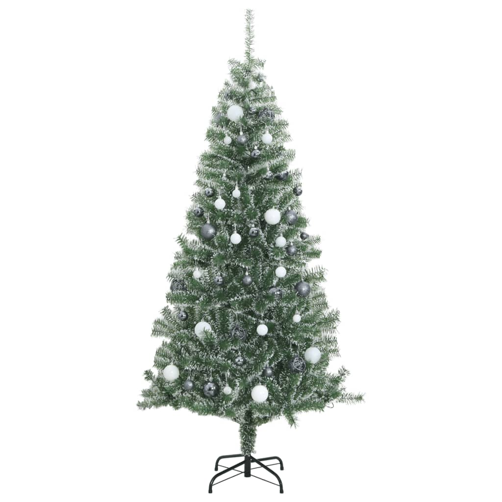 Artificial Christmas Tree 300 LEDs&Ball Set&Flocked Snow 94.5"