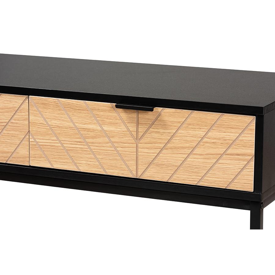 Black Metal 2-Drawer Console Table