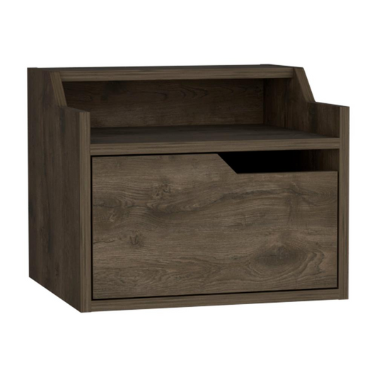 Floating Nightstand, Modern Dual-Tier Design with Spacious Single Drawer Storage