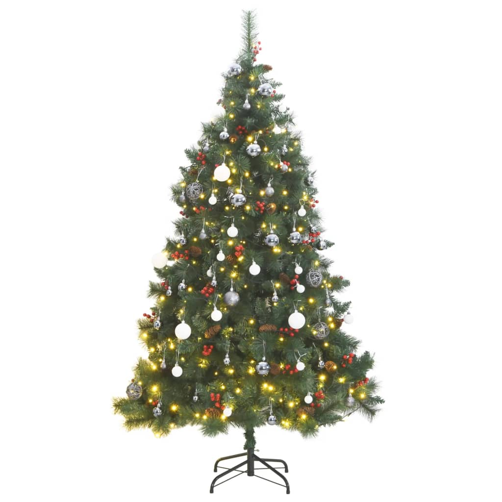 Artificial Hinged Christmas Tree 300 LEDs & Ball Set 82.7"