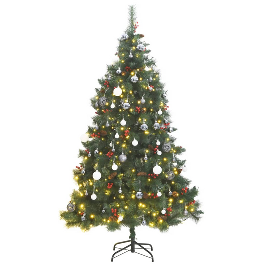 Artificial Hinged Christmas Tree 300 LEDs & Ball Set 82.7"