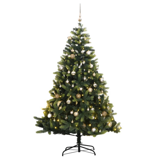 Artificial Hinged Christmas Tree 300 LEDs & Ball Set 82.7"