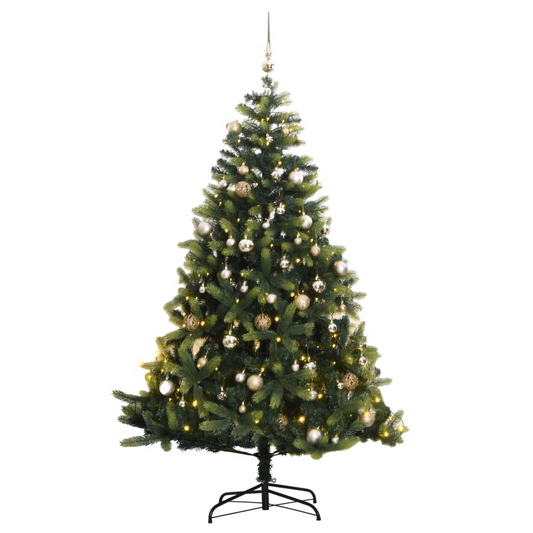 Artificial Hinged Christmas Tree 300 LEDs & Ball Set 70.9"