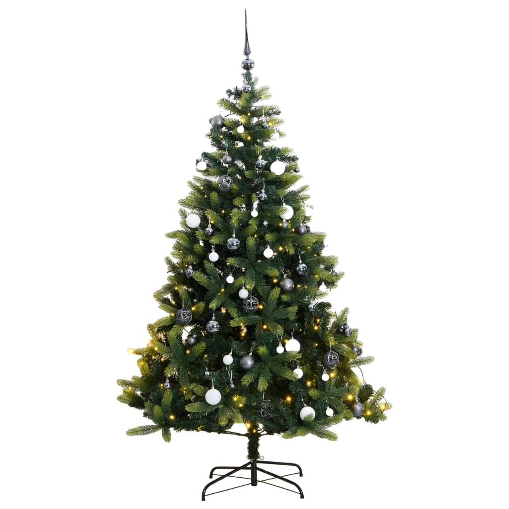 Artificial Hinged Christmas Tree 300 LEDs & Ball Set 82.7"