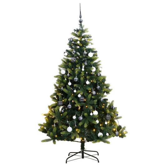 Artificial Hinged Christmas Tree 300 LEDs & Ball Set 82.7"