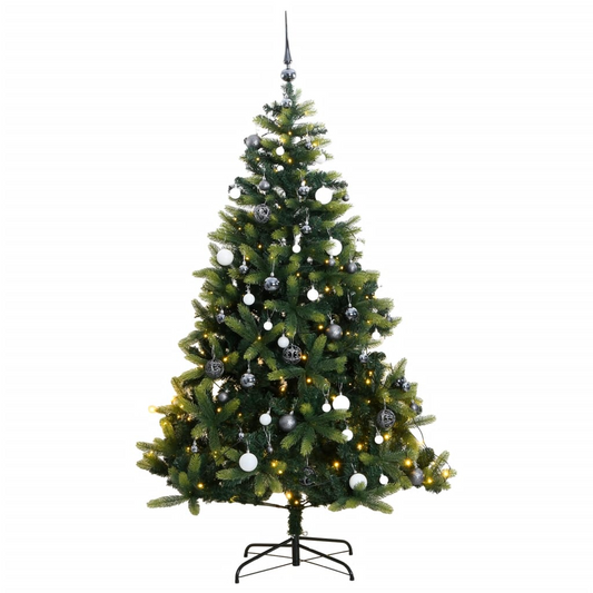 Artificial Hinged Christmas Tree 300 LEDs & Ball Set 70.9"