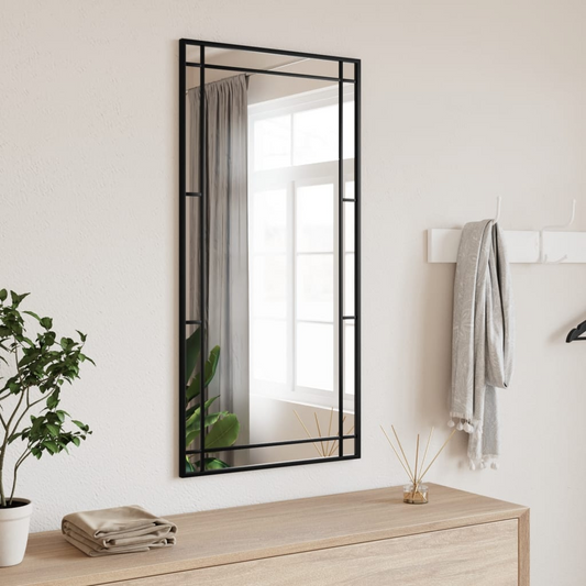 vidaXL Wall Mirror Black 19.7"x39.4" Rectangle Iron