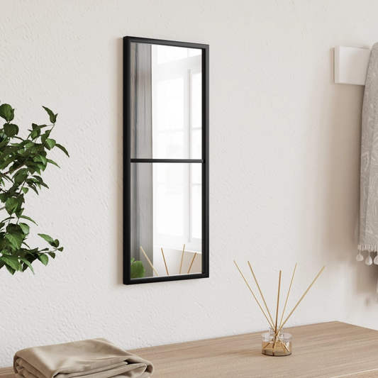 vidaXL Wall Mirror Black 7.9"x19.7" Rectangle Iron