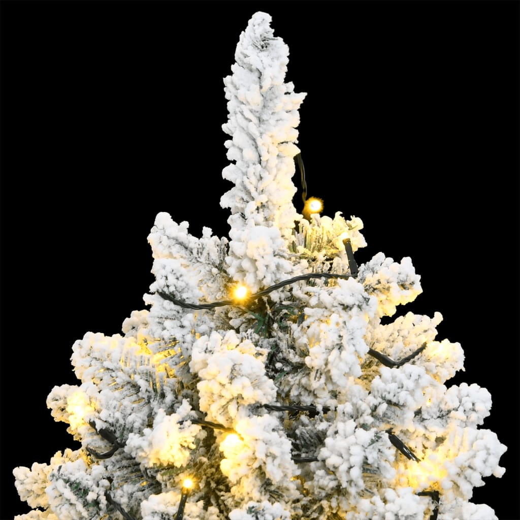 Artificial Hinged Christmas Tree 150 LEDs & Flocked Snow 47.2"