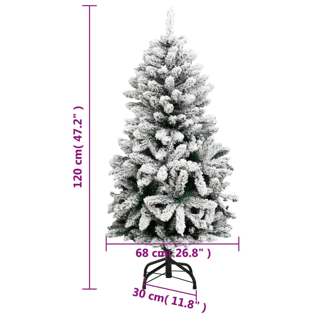 Artificial Hinged Christmas Tree 150 LEDs & Flocked Snow 47.2"