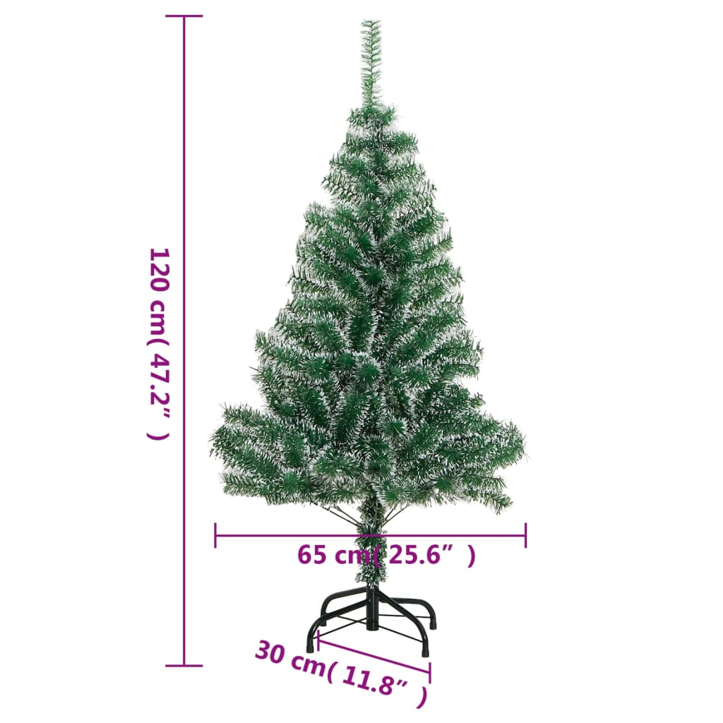 vidaXL Artificial Christmas Tree 150 LEDs & Flocked Snow 47.2"