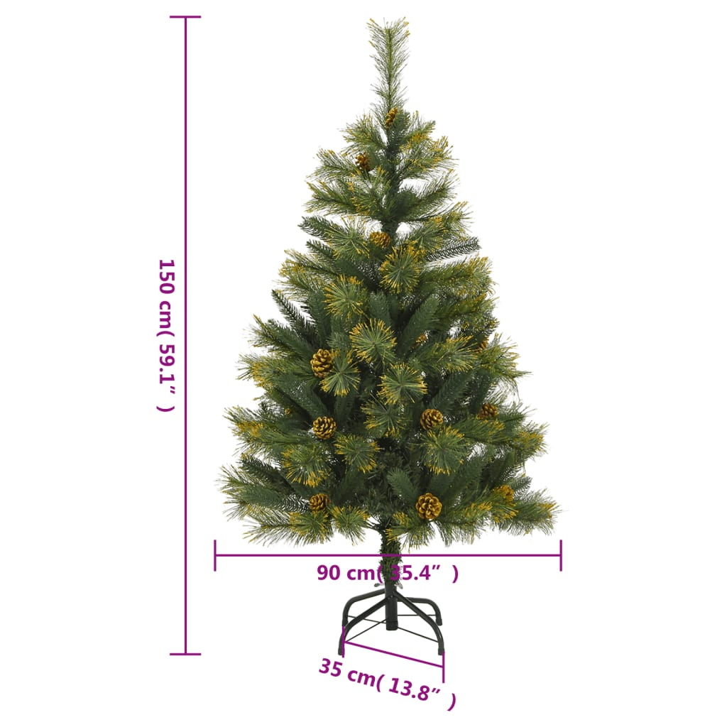 vidaXL Artificial Hinged Christmas Tree 150 LEDs 59.1"