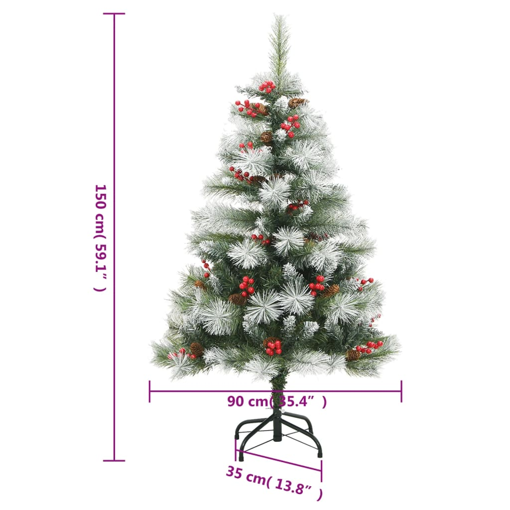 vidaXL Artificial Hinged Christmas Tree 150 LEDs 59.1"