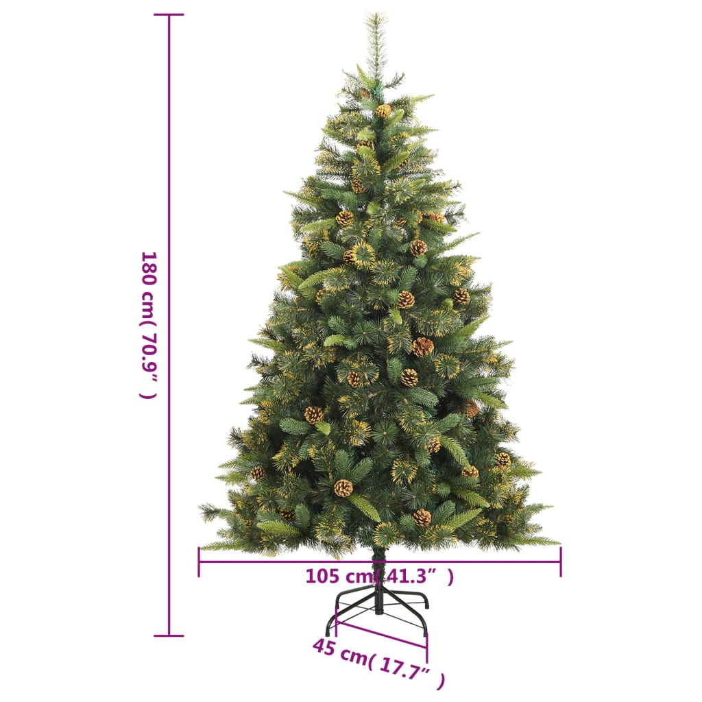 vidaXL Artificial Hinged Christmas Tree 300 LEDs 70.9"