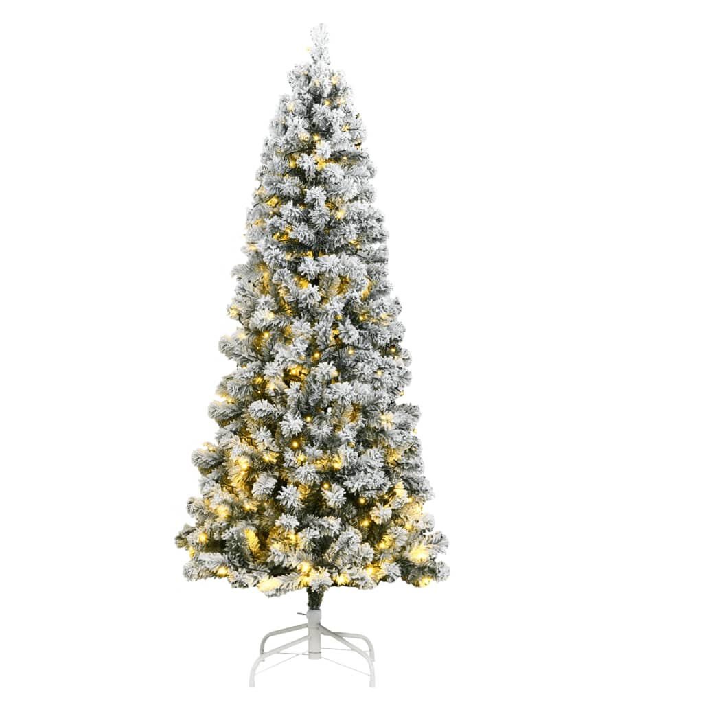 Artificial Hinged Christmas Tree 300 LEDs & Flocked Snow 70.9"