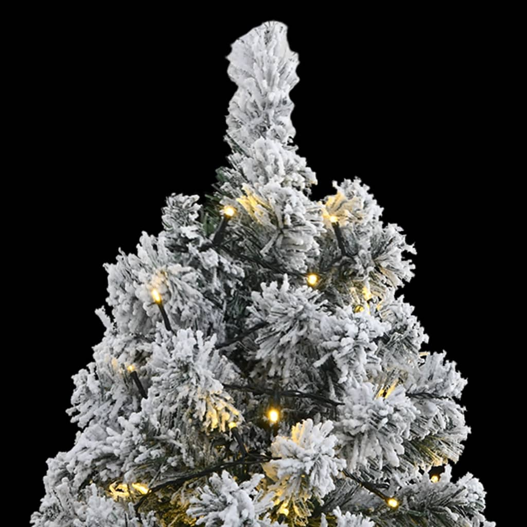 Artificial Hinged Christmas Tree 300 LEDs & Flocked Snow 82.7"