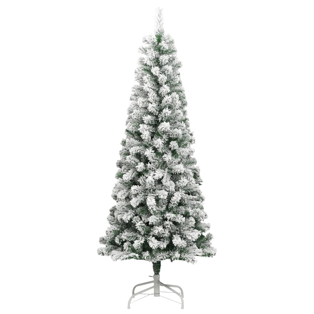 Artificial Hinged Christmas Tree 300 LEDs & Flocked Snow 82.7"