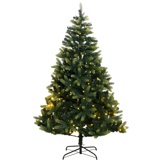 vidaXL Artificial Hinged Christmas Tree 300 LEDs 70.9"