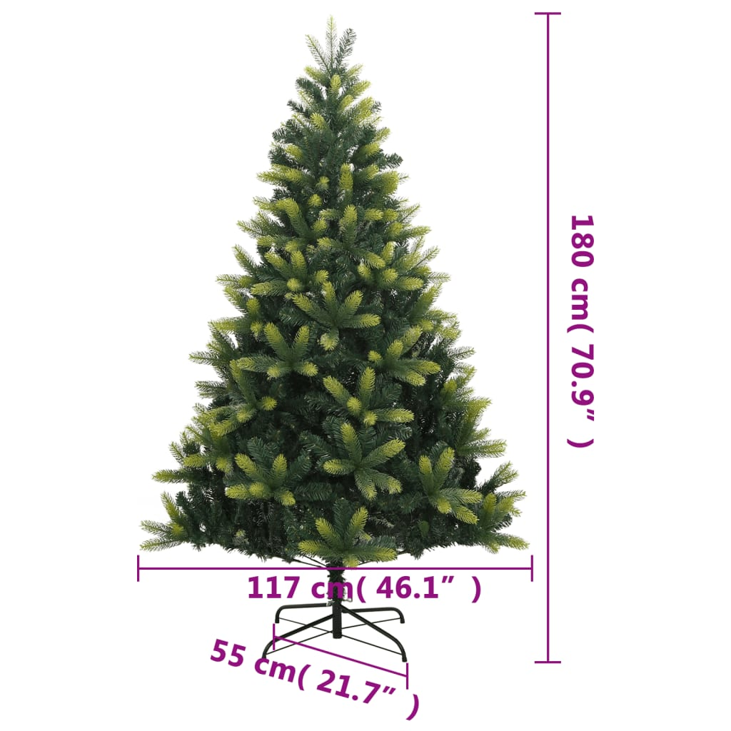 vidaXL Artificial Hinged Christmas Tree 300 LEDs 70.9"