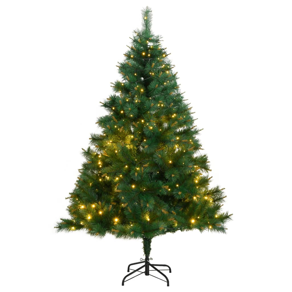 vidaXL Artificial Hinged Christmas Tree 300 LEDs 70.9"