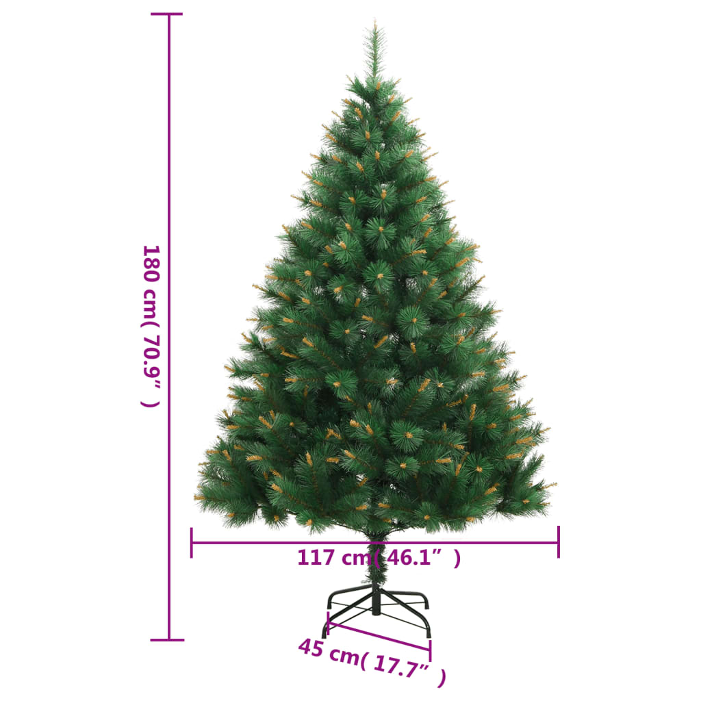 vidaXL Artificial Hinged Christmas Tree 300 LEDs 70.9"