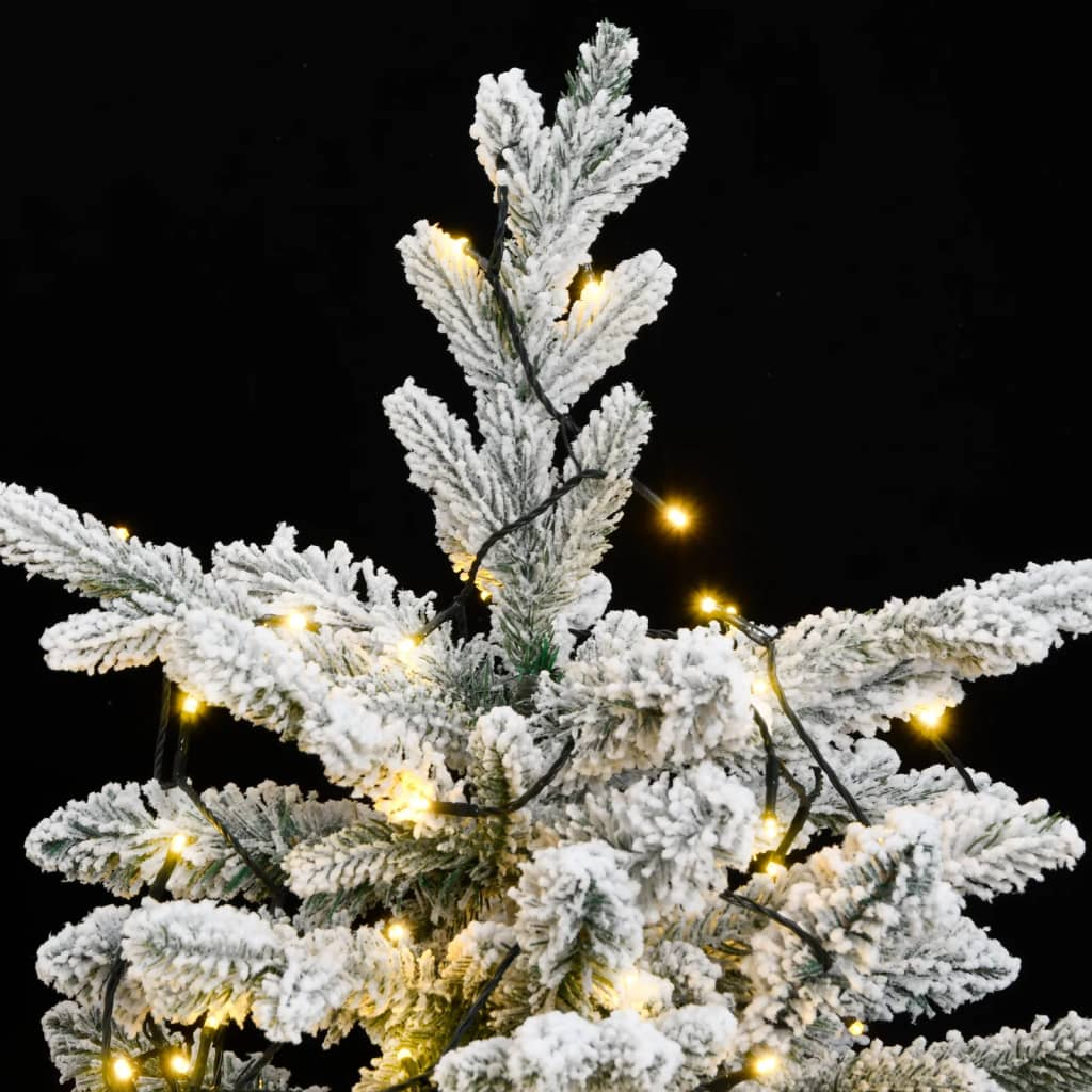 Artificial Hinged Christmas Tree 150 LEDs & Flocked Snow 59.1"