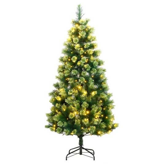 vidaXL Artificial Hinged Christmas Tree 300 LEDs 70.9"