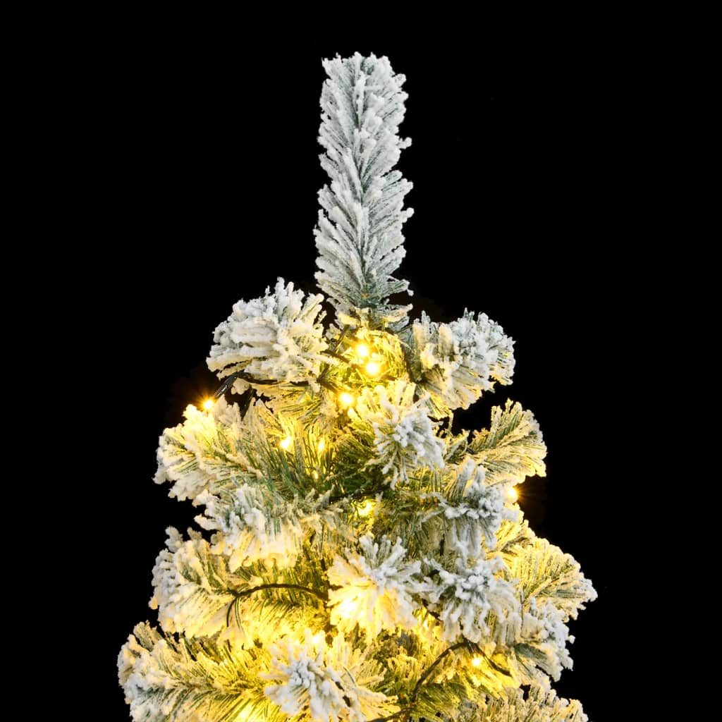 Artificial Hinged Christmas Tree 150 LEDs & Flocked Snow 47.2"