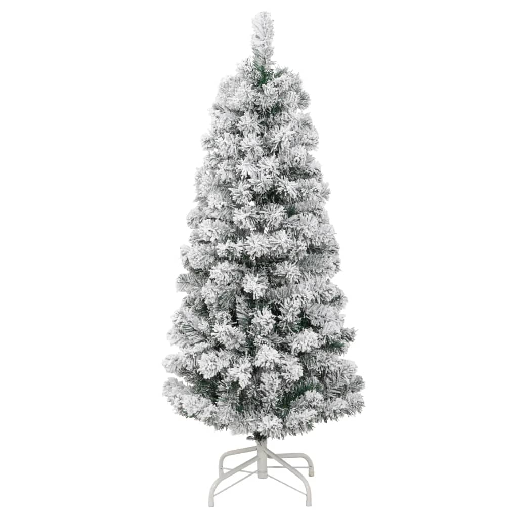 Artificial Hinged Christmas Tree 150 LEDs & Flocked Snow 47.2"