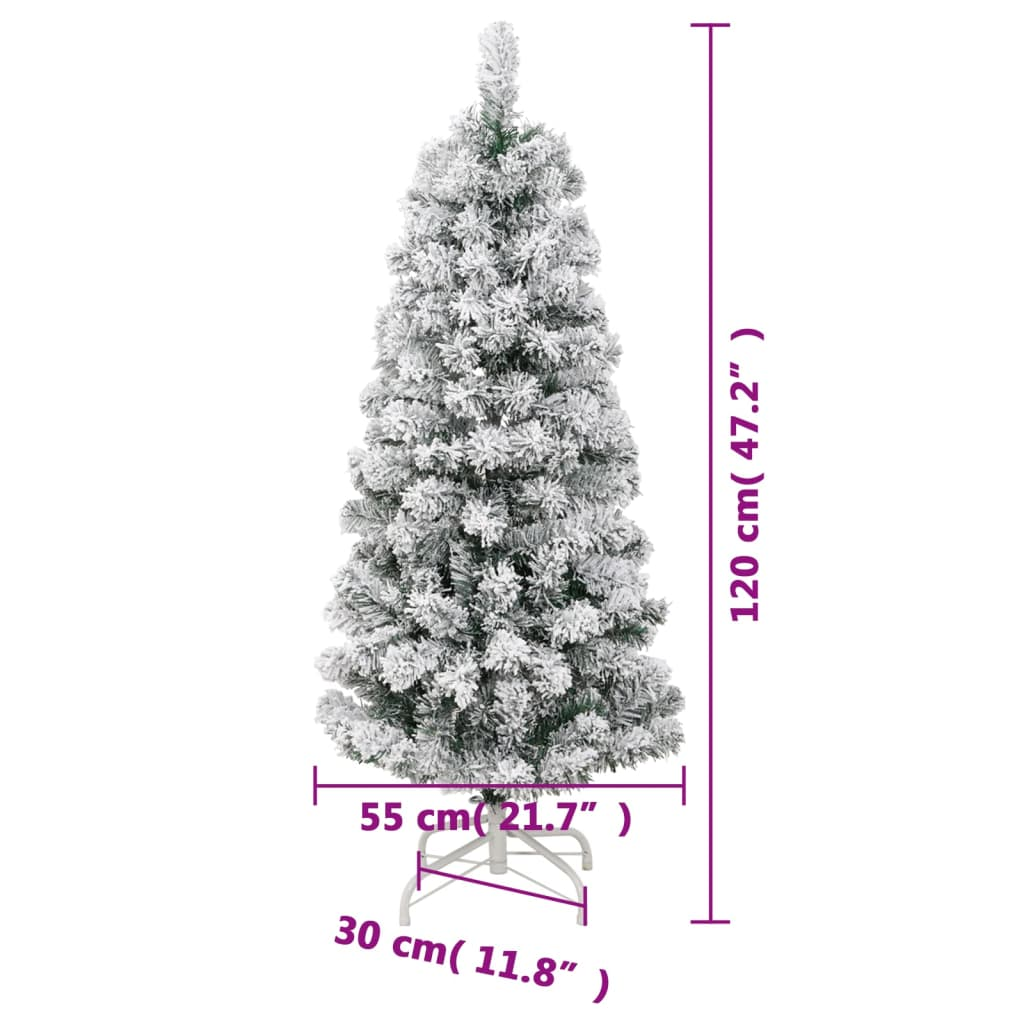 Artificial Hinged Christmas Tree 150 LEDs & Flocked Snow 47.2"