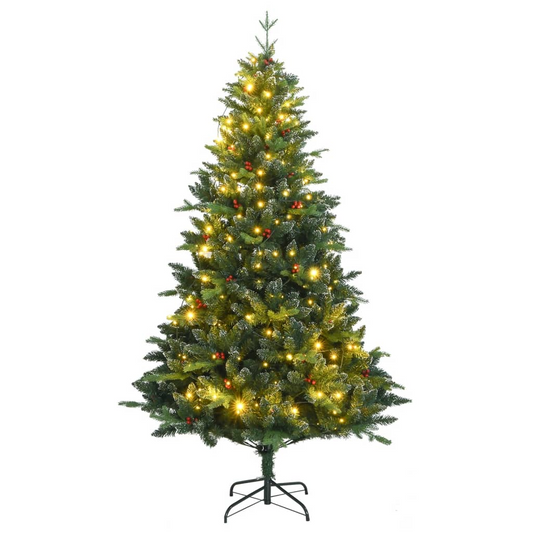 vidaXL Artificial Hinged Christmas Tree 300 LEDs 70.9"