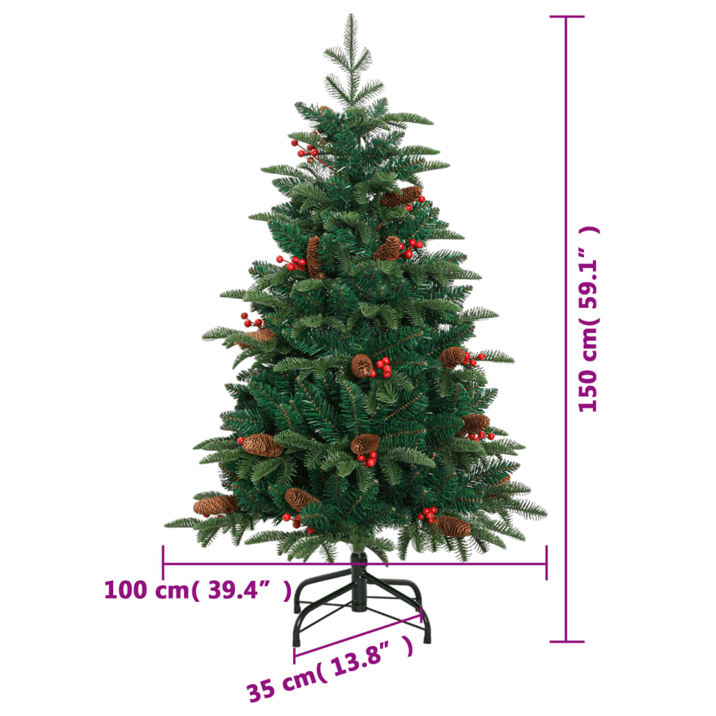 vidaXL Artificial Hinged Christmas Tree 150 LEDs 59.1"