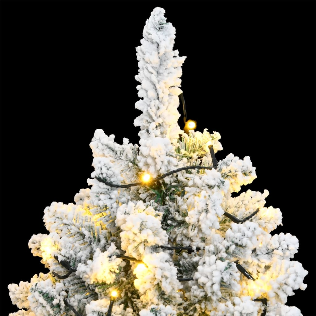 vidaXL Artificial Hinged Christmas Tree 300 LEDs & Flocked Snow 70.9"