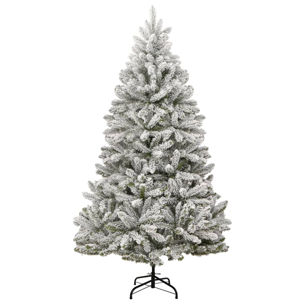 vidaXL Artificial Hinged Christmas Tree 300 LEDs & Flocked Snow 70.9"