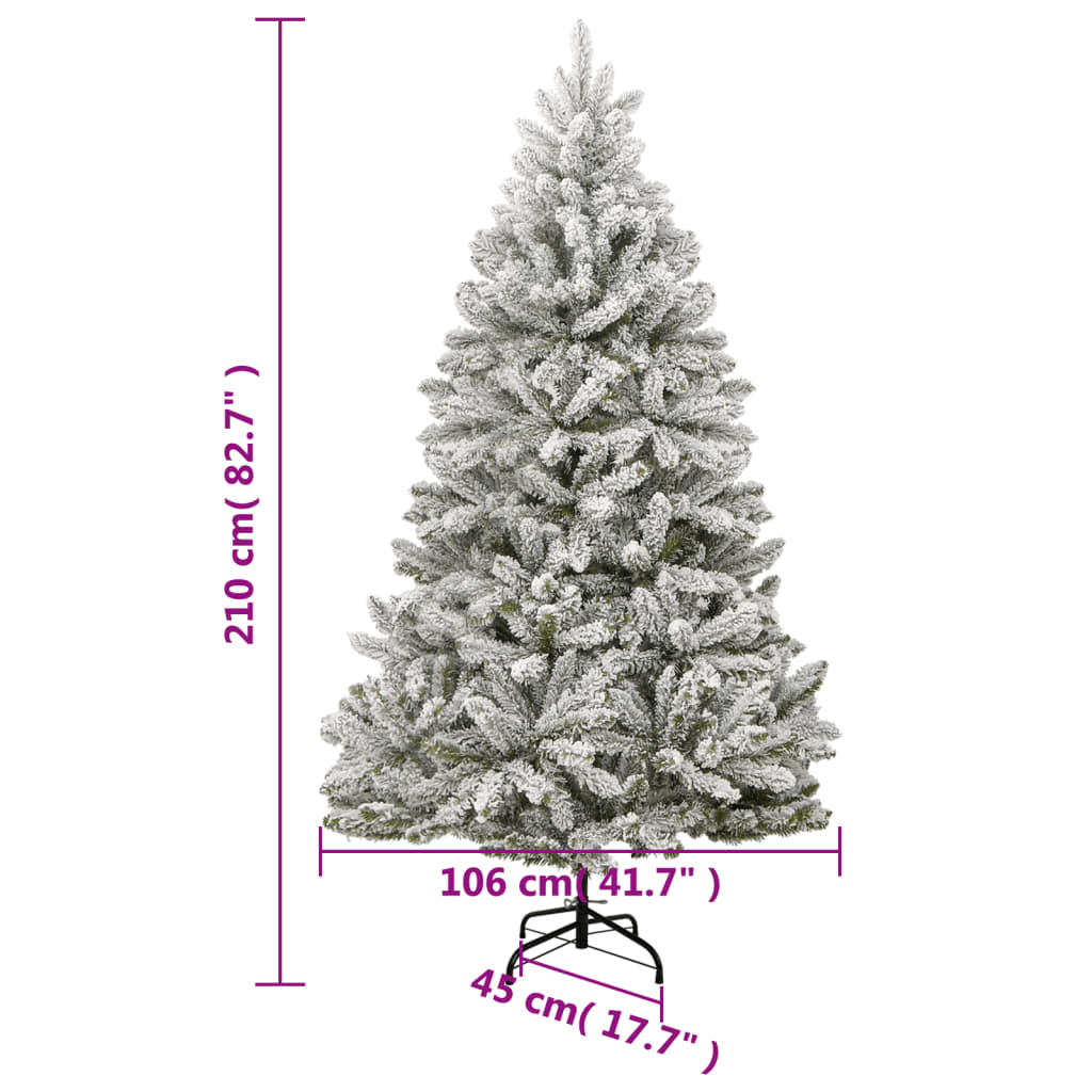 Artificial Hinged Christmas Tree 300 LEDs & Flocked Snow 82.7"