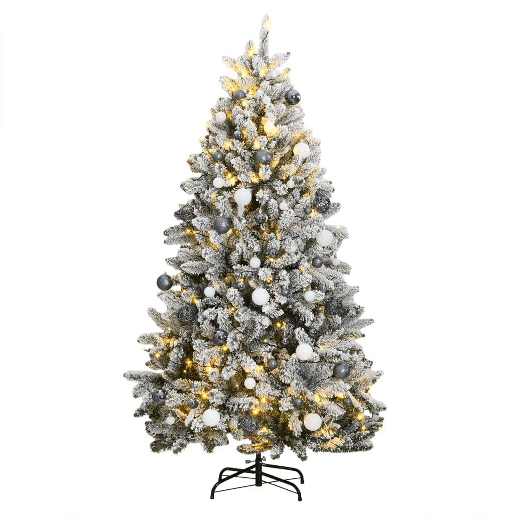 Artificial Hinged Christmas Tree 300 LEDs & Ball Set 82.7"