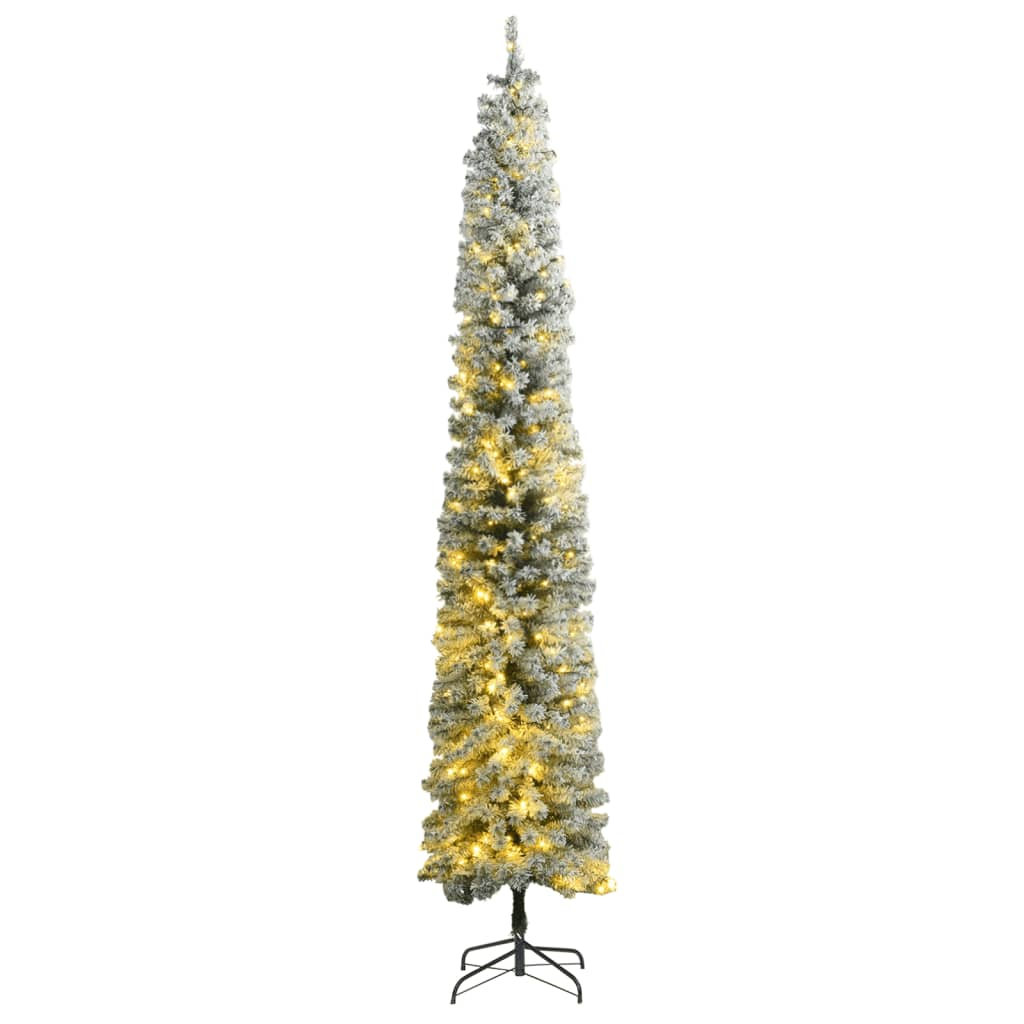 vidaXL Slim Christmas Tree 300 LEDs & Flocked Snow 106.3"