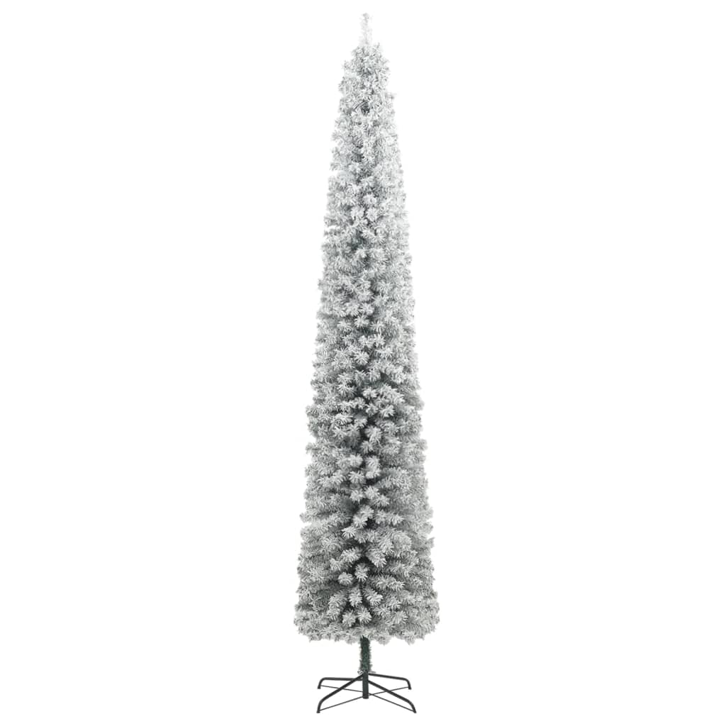 vidaXL Slim Christmas Tree 300 LEDs & Flocked Snow 106.3"